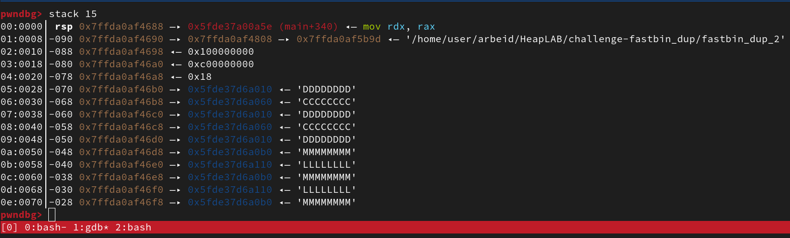 Previous chunks existing on Stack